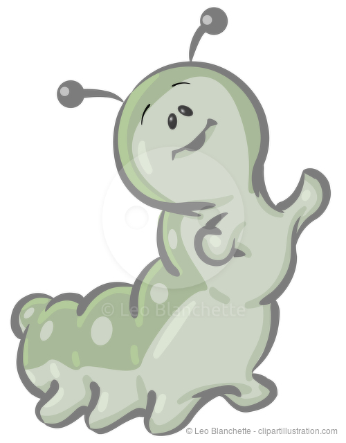 Clipart Illustration of a Cute Green Caterpillar Character Waving His Arms And Smiling