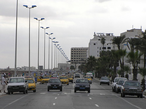 road cars traffic sousse tunisia tunisie taxis lampposts streetlights streetlighting 300views 400views