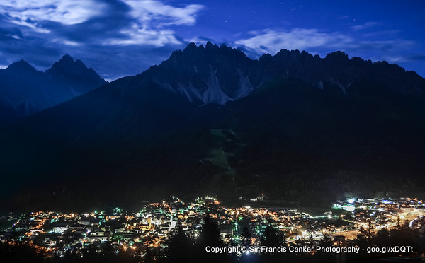 Night over Innichen, South Tyrol, Italy