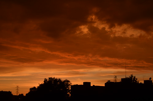 sunset sky orange storm portugal skyline maia thunder