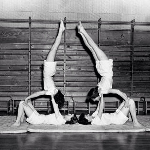 It’s #ThrowbackThursday! Pictured are members of the 1935 tumbling group at WSC. #WSU #GoCougs #TBT