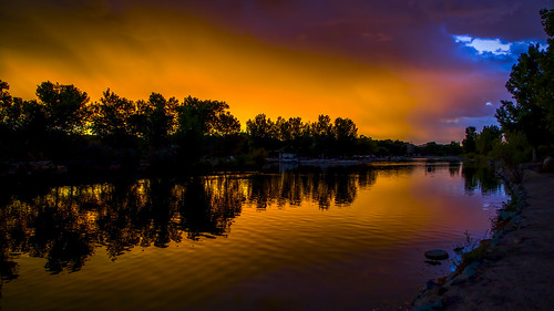 sunset sky lake newmexico reflection water silhouette clouds landscape colorful dusk albuquerque nm tingleybeach grantcondit