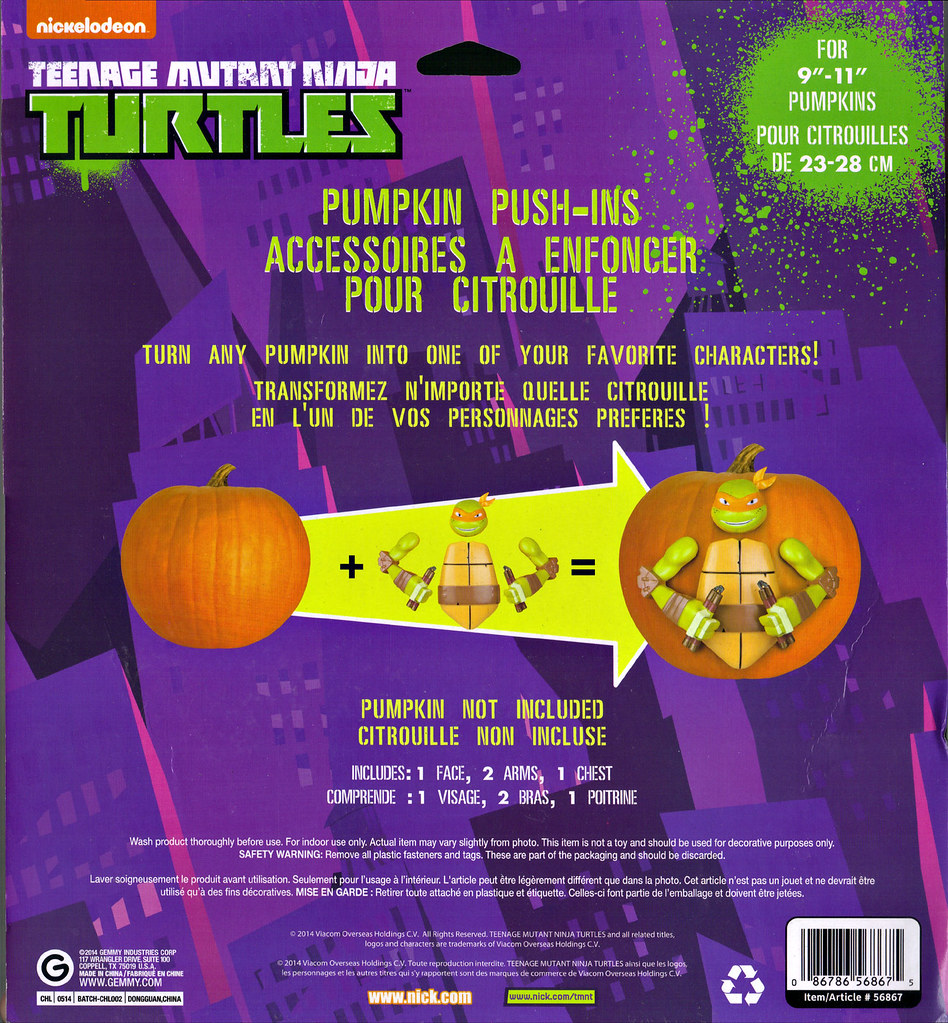 GEMMY :: Nickelodeon  TEENAGE MUTANT NINJA TURTLES;  "MICHELANGELO"  PUMPKIN PUSH-IN DECORATING KIT iv / ..card backer  (( 2014 )) by tOkKa