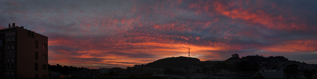 Sutro Tower at sunrise POV 26th Avenue, The Sunset, San Francisco
