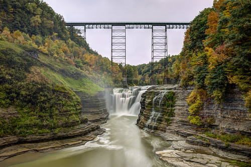 statepark park longexposure railroad bridge autumn trees cliff mist mountain fall water colors leaves clouds forest canon river waterfall leaf rocks long exposure state rail grand canyon falls foliage valley 1750 letchworth letchworthstatepark gorge tamron geneseeriver 70d grandcanyonoftheeast
