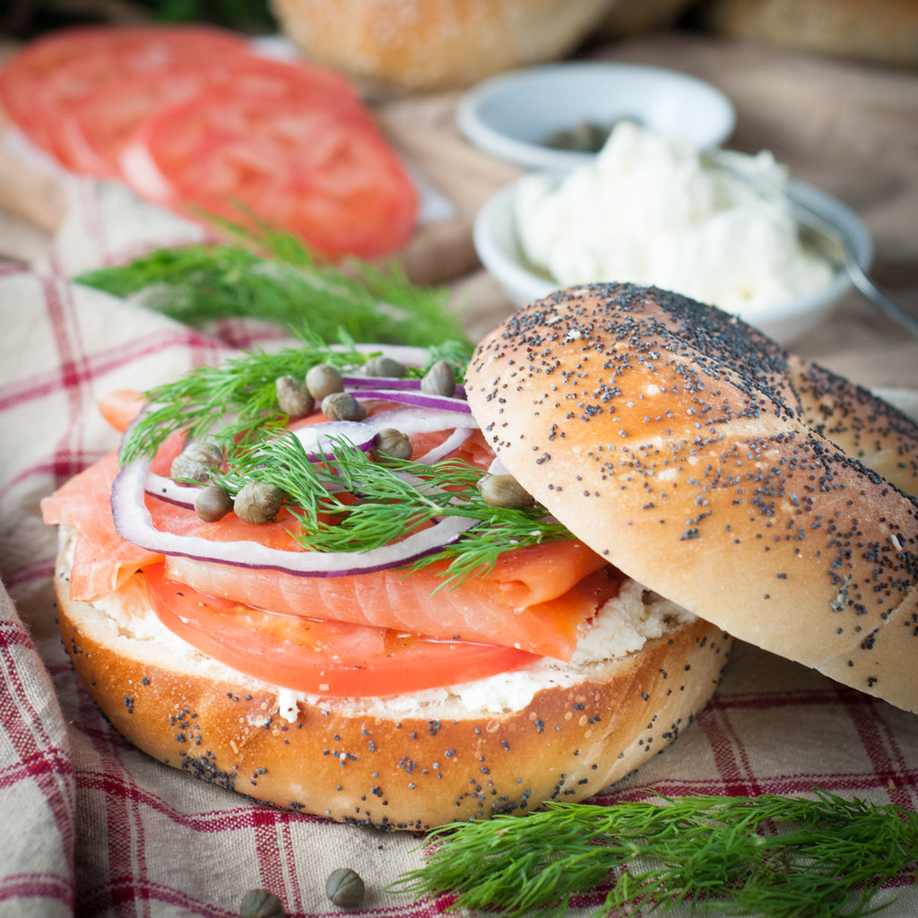 Bagel, smoked salmon and cream cheese sandwich | This sandwi… | Flickr