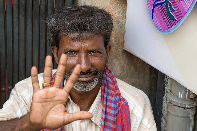 Portrait of a man in the streets of Kolkata, India.