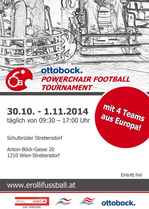 Vorderseite Plakat / Ottobock. Powerchair Football Tournament
