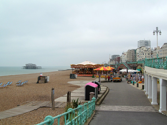 Brighton: merry-go-round and derelict pier