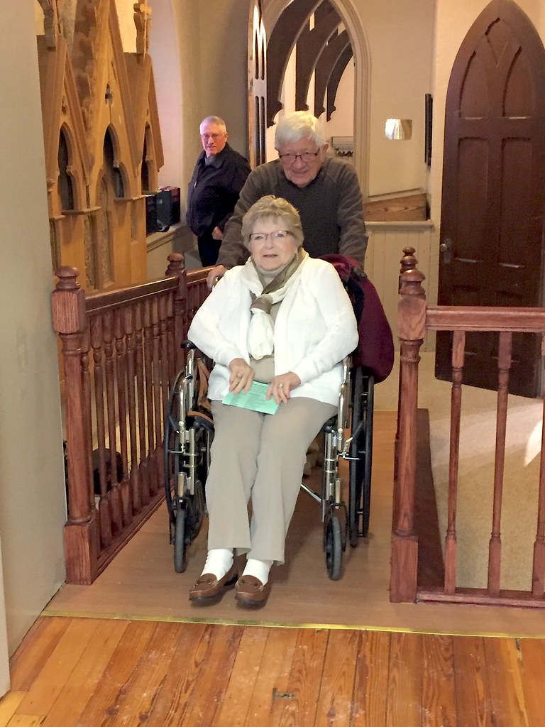 Chapel Ramp 2017-01-08-Bobbie Peterson using the Chapel Ramp for the First time ...