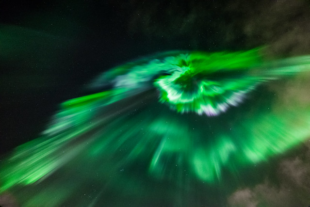 Corona northern light (right above head) 18th of October 2014
