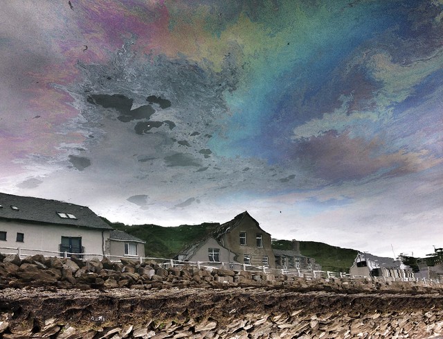 rainbow sky at scrabster harbour