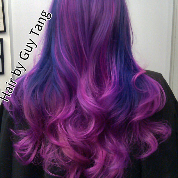 Quad-tone ombre hair with deep royal purple,magenta and br… | Flickr