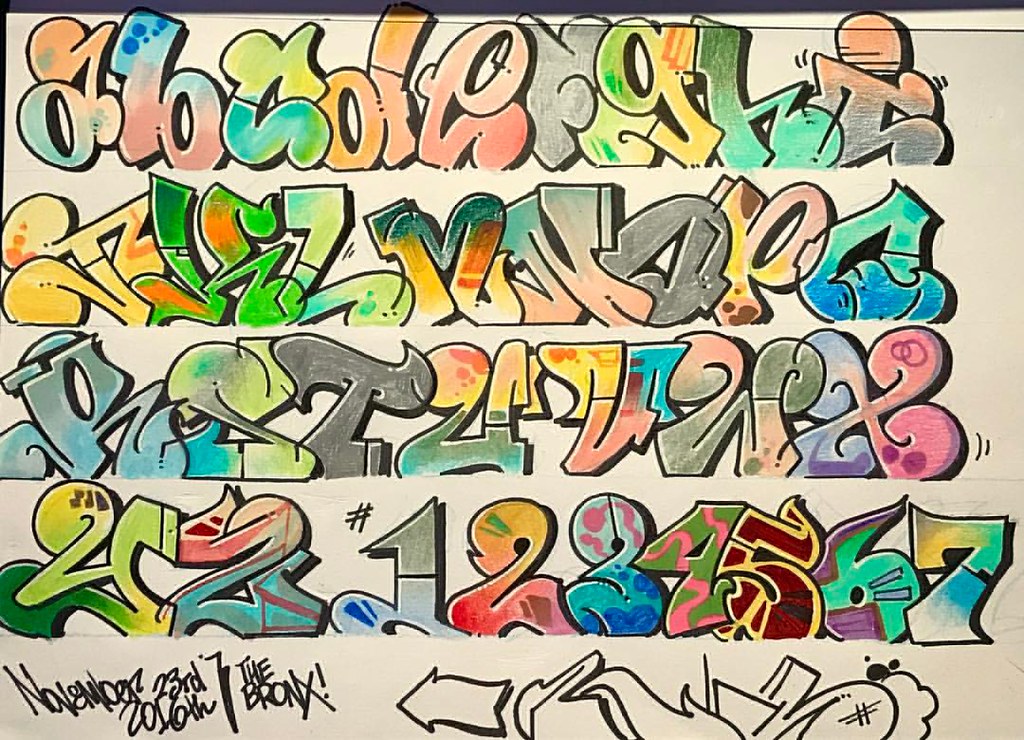Bubbly graffiti alphabet, 2 of 2 attempts. #bubbleletters #colorful #letter...