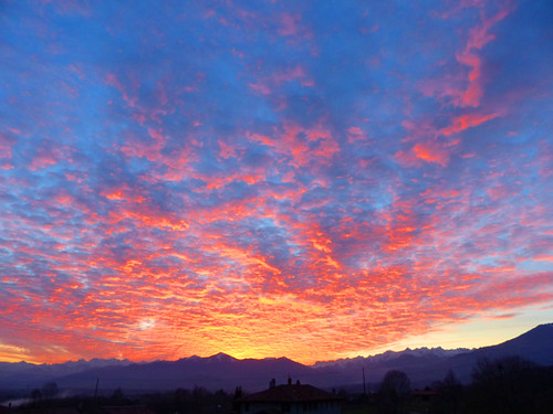 Sunset on the Alps from Santa Maria of Agliè, 19th March 2017 by Andrea Miola, 
