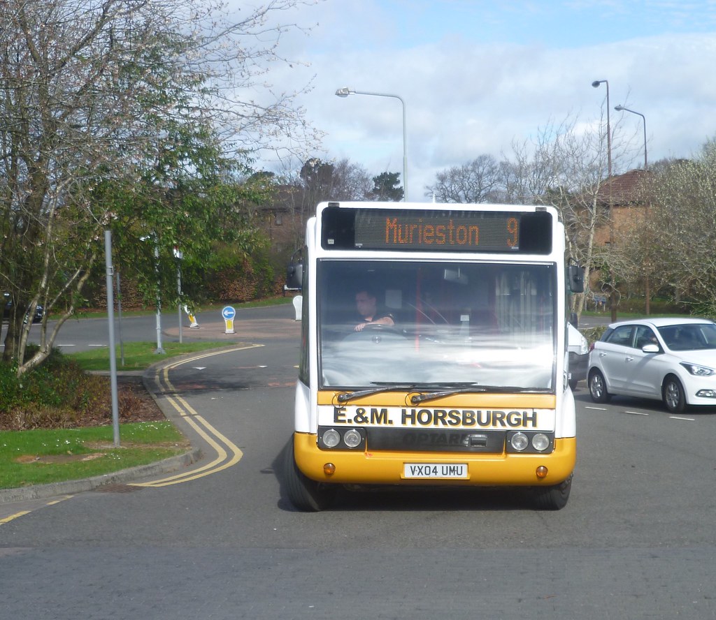 E & M Horsburgh bus providing connections for rail passengers at Livingston South to Murieston and Livingston Centre
