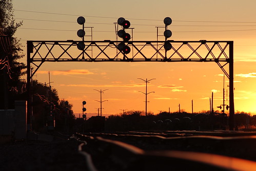 bridge sunset up illinois nelson trains signal cnw