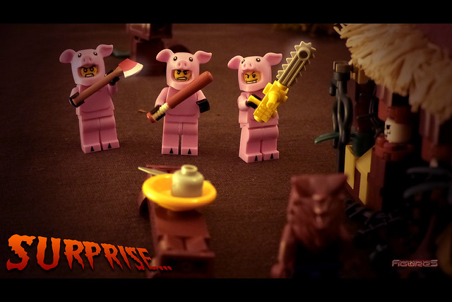 LEGO MINIFIGURES : The wolf and the three big pigs! (9/10)