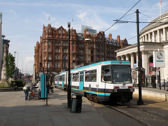 June 5th 2008. Manchester T68 Tram No. 1025 in St. Peter's Square, Manchester