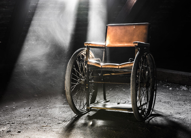 A wheelchair with a story