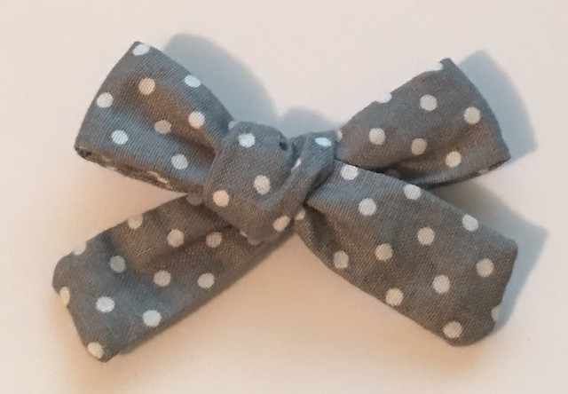 Baby Hair Bow...Gray with White Dots...