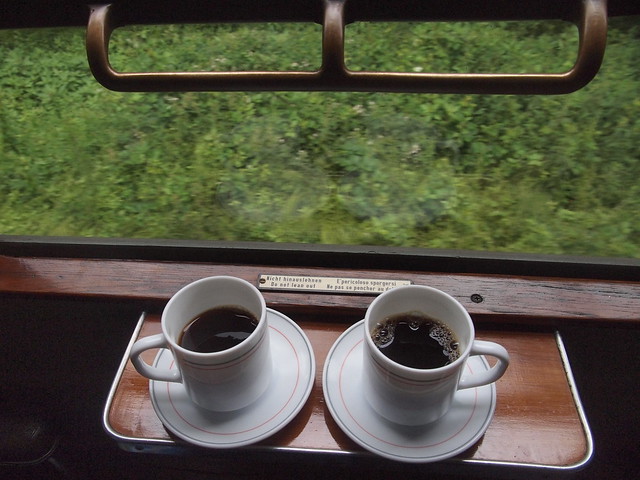 coffee in old steam train