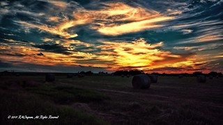 Bales Of Hay At Sunset