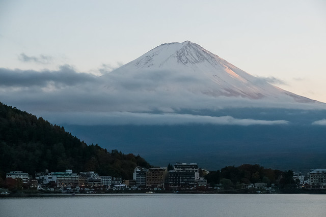 View of Mt. Fuji at sunset from Hotel Mifujien