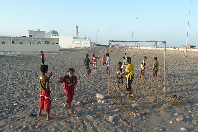Football at the end of a hot day in Oman
