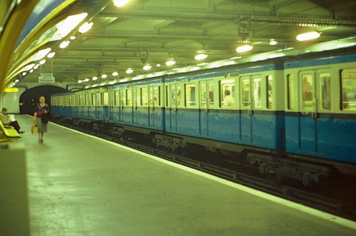 RATP Paris - articulated Metro train at Charles Michels (Ligne 10) in 1982