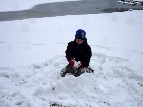 Snow!  Issac building snow fort | by Mrs. Shamus Young