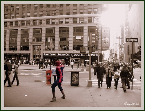 Lost SpiderMan on NY Street..!!! by aanuwizard