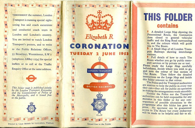 Coronation Map London Tuesday 2nd June 1953