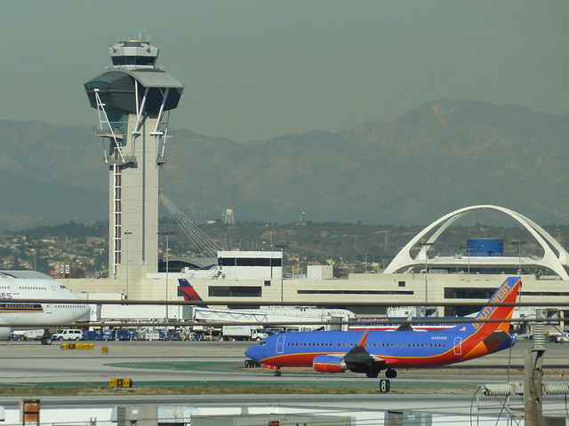 Southwest Airlines jet at LAX Airport in Los Angeles, California