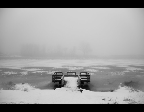 winter white lake snow black water fog scott landscape photography frozen dock beck missouri 2010 scottbeckphotography