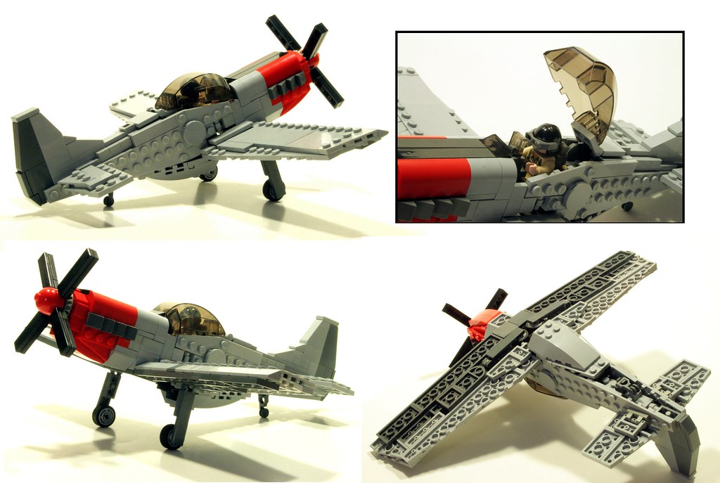 airplane, lego, wwii, north, american, mustang, p51, moc.