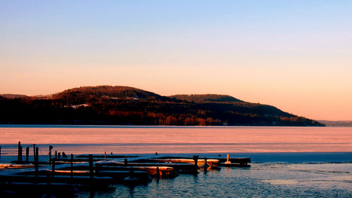 new york sunset lake ice dock hills cooperstown otsego cooperstownny