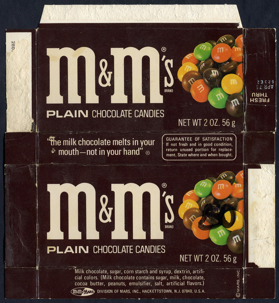 Vintage M&M Plain Chocolate Candies Collectible Unopened 48 Count Box  NOS