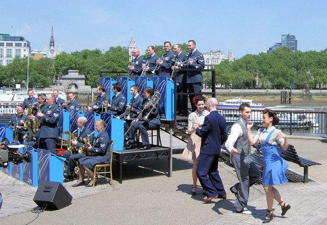 Jitterbugging To The RAF Squadronaires Band At Bankside - London.