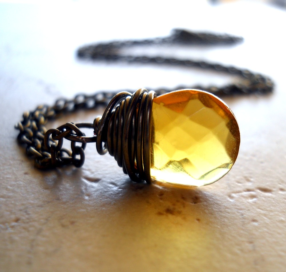 Chloe Necklace in Yellow | Antique brass wire wrapped yellow… | Flickr
