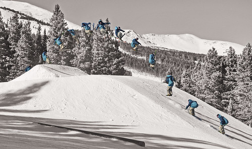 Skier Jumping Colour/B&W by funkysuite
