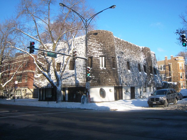 February Snow - Fred Flintstone Building - Addison and Wolcott