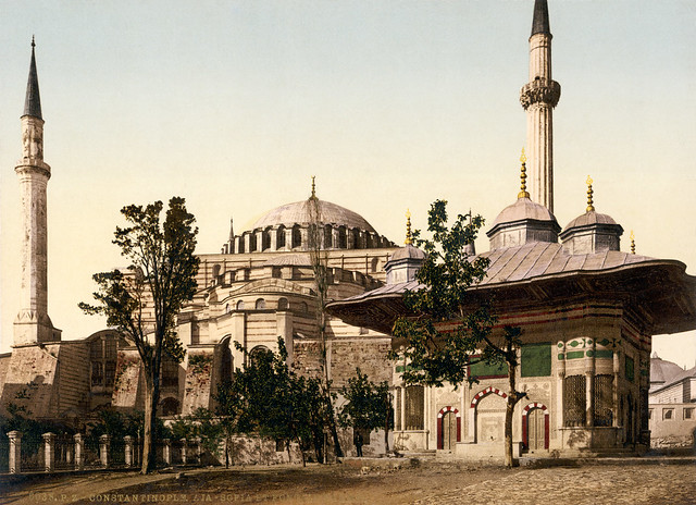 Hagia Sophia mosque and Ahmed III fountain, Constantinople, Turkey, ca. 1896