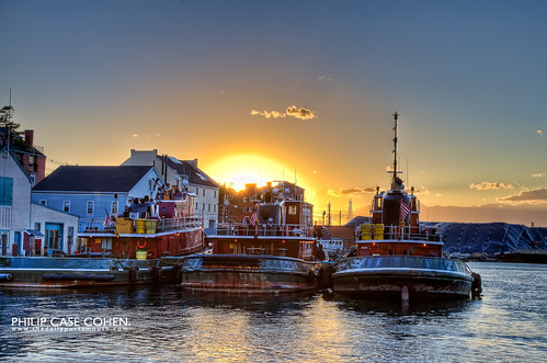 Tugboats at Sunset by Philip Case Cohen