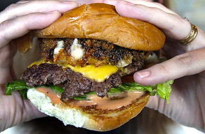 Bomber Burger | Lori Koslowski enjoys a Bomber Burger at AJ … | Flickr
