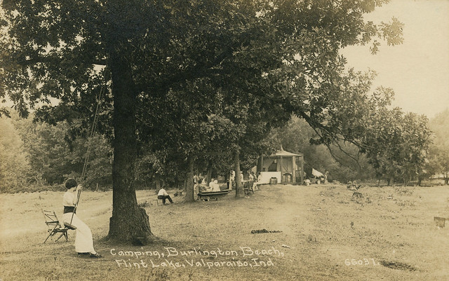 Camping at Burlington Beach Resort, Flint Lake, circa 1910 - Valparaiso, Indiana