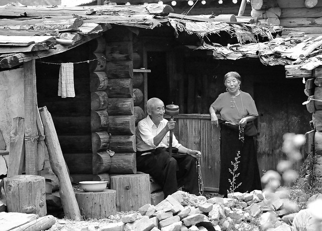 Tibetan elderly couple,Tibetans are allways friendly