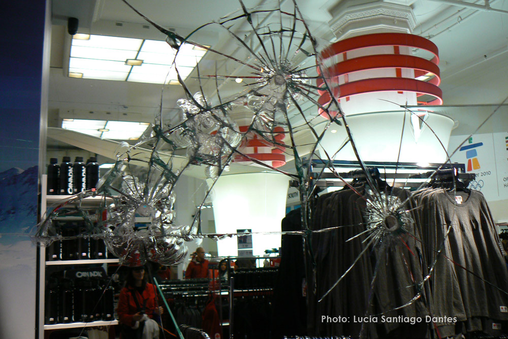 Broken window at The Bay store, because of the Riots Vanco… | Flickr