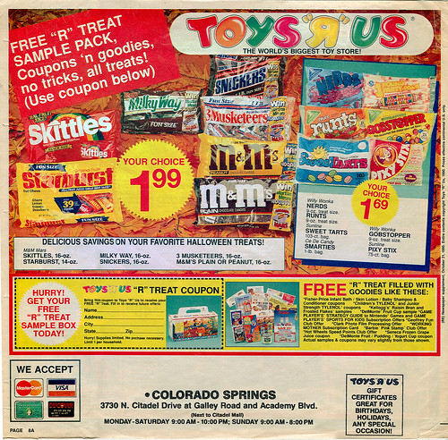 Toys "R" Us - ' COWABUNGA- We've Got it for less!' { Colorado Springs TRU }  Sunday Newspaper supplement .. pg.7 (( October 21,1990 )) by tOkKa
