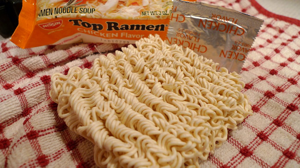 Chicken Top Ramen Noodles and Seasoning, The noodles and se…